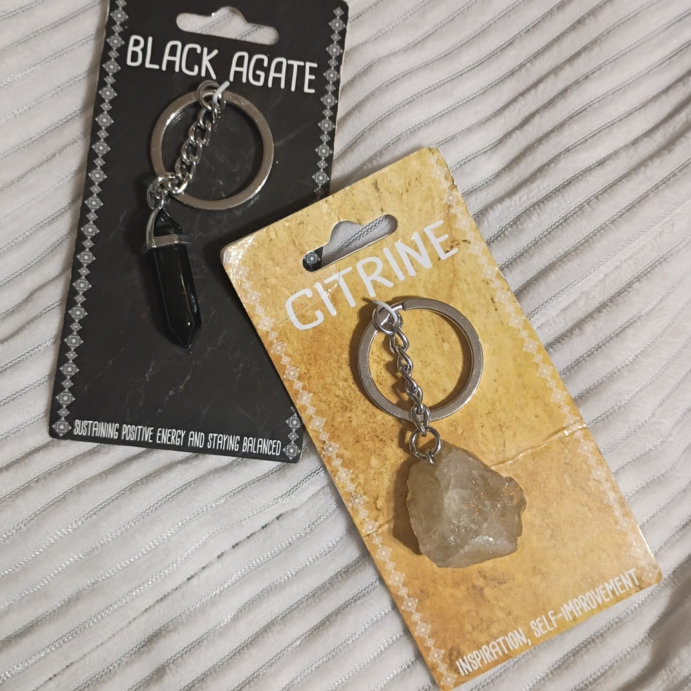 Black Agate and Citrine Keychain Set
